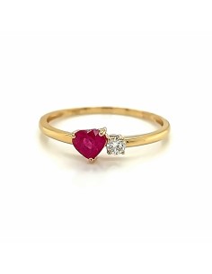 br 0.07- ANILLO LOVE RUBÍ Y BRILL ORO DE 18K