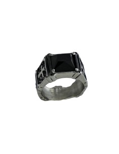 Anillo de Hombre de Acero con Piedra Negra Tallada