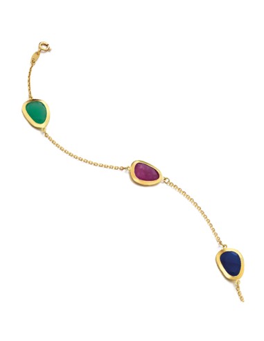 PULSERA VERDE/AZUL/GRANA O.AMARILLO DE 18K