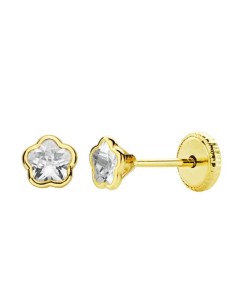 18K PENDIENTES BEBÉ ORO AMARILLO FLOR CIRCONITA