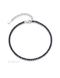 Pulsera riviere negra 2,00mm plata de 1ª ley